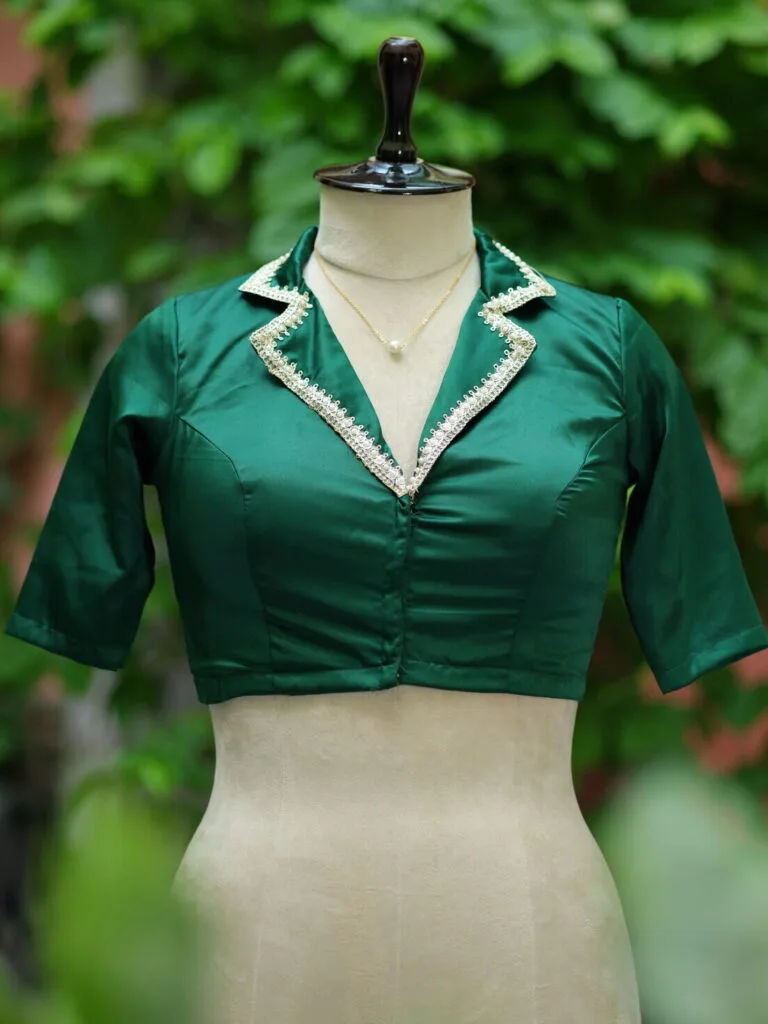 Aabroo – Blouse in Bottle Green, front view | Tilattama