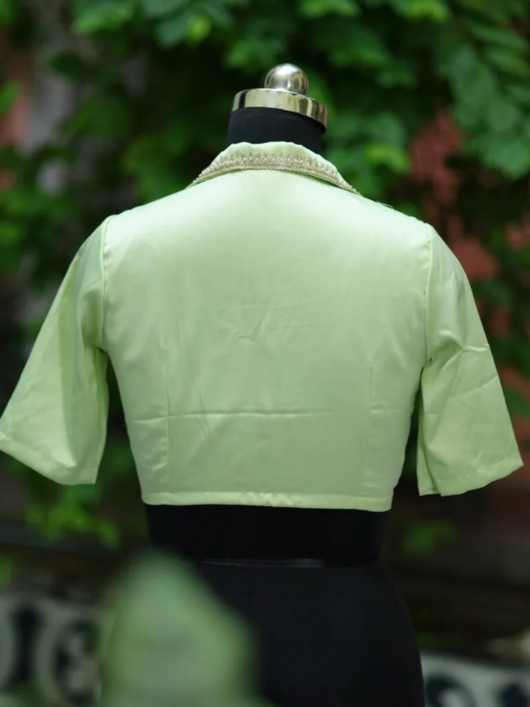 Aabroo – Blouse in Mint Green, back view | Tilattama