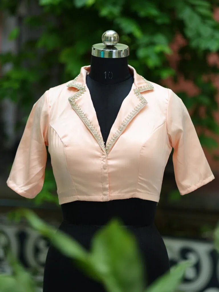 Aabroo – Blouse in Peach, front view | Tilattama