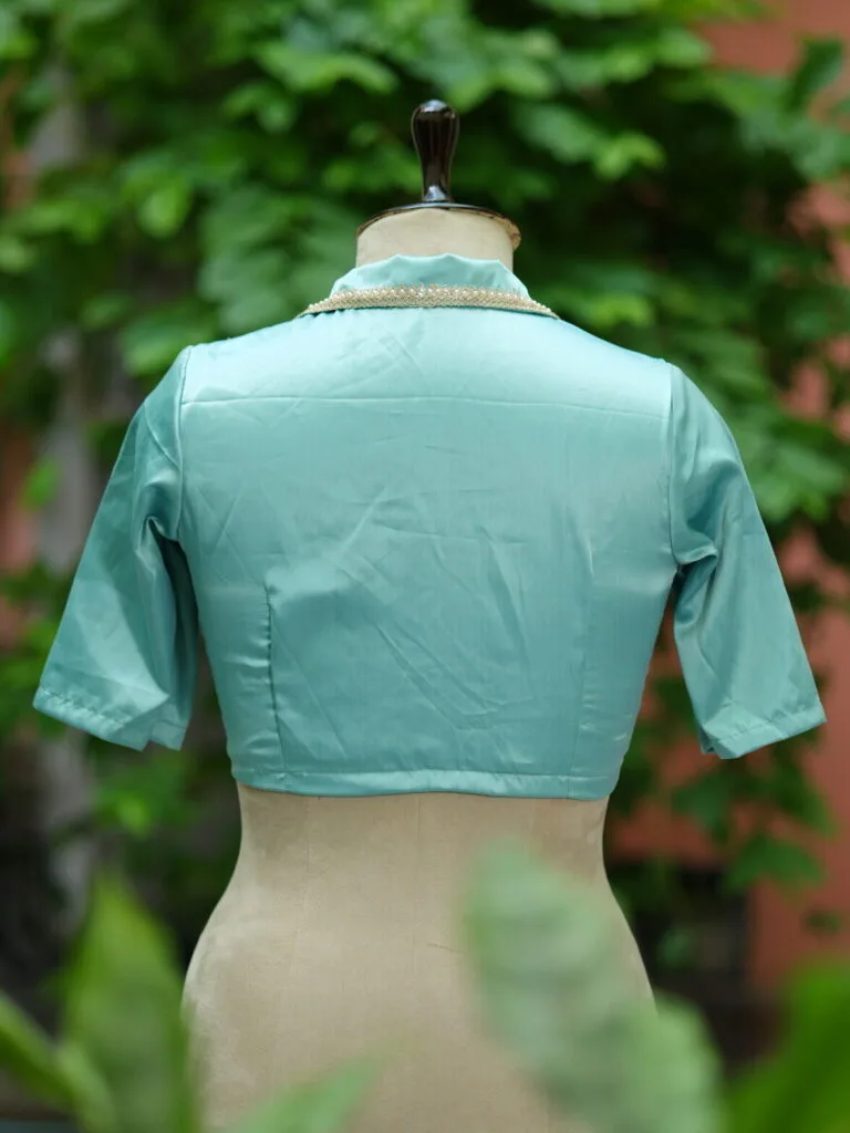 Aabroo – Blouse in Powder Blue, back view | Tilattama