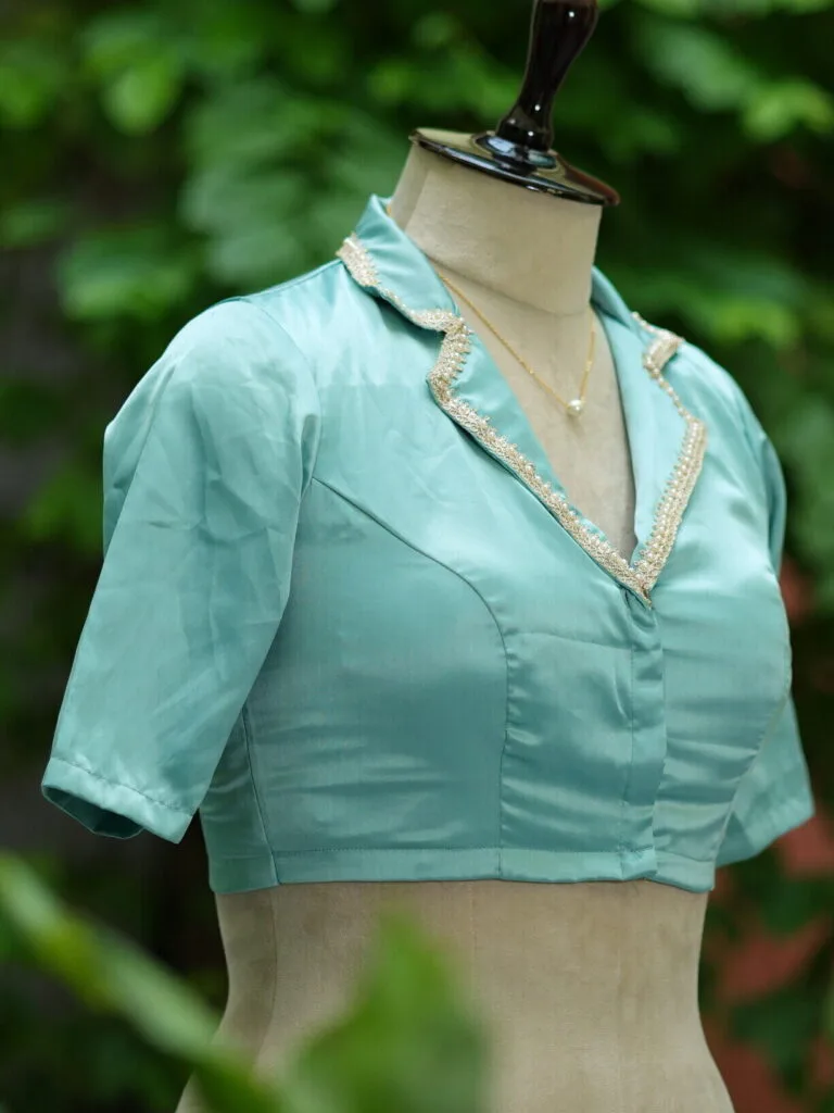 Aabroo – Blouse in Powder Blue, side view | Tilattama