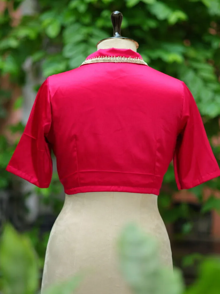 Aabroo – Blouse in Rani, back view | Tilattama