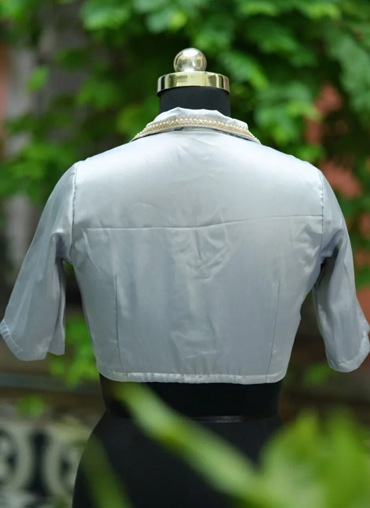 Aabroo – Blouse in Slate, back view | Tilattama