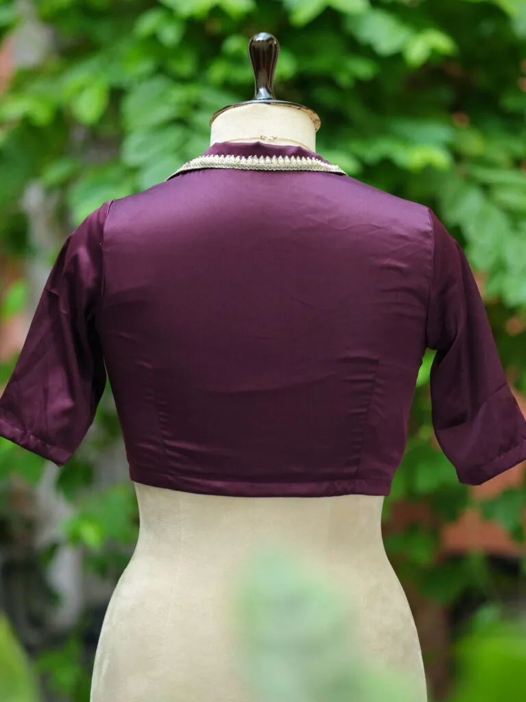 Aabroo – Blouse in Wine, back view | Tilattama