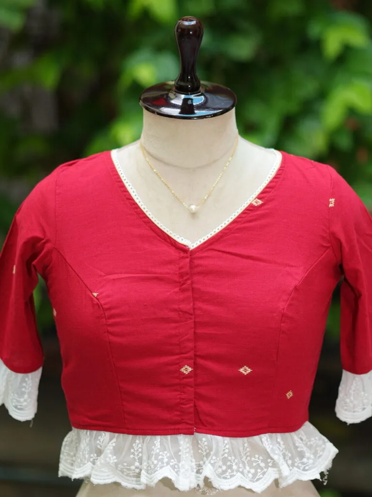 Anupama jamdani – Blouse in Maroon | Tilattama