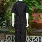 Asymmetrical Jamdani Co-Ord Set – Kurti in Black 38 half sleeve, sleeve | Tilattama