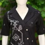 Asymmetrical Jamdani Co-Ord Set – Kurti in Black 38 half sleeve, sleeve | Tilattama