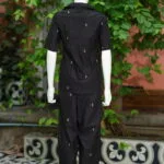 Asymmetrical Jamdani Co-Ord Set – Kurti in Black 44 half sleeve, sleeve | Tilattama