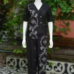 Asymmetrical Jamdani Co-Ord Set – Kurti in Black 44 half sleeve, sleeve | Tilattama