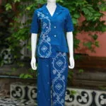 Asymmetrical Jamdani Co-Ord Set – Kurti in Electric Blue 38 half sleeve, sleeve | Tilattama