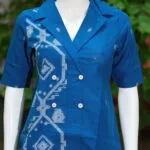 Asymmetrical Jamdani Co-Ord Set – Kurti in Electric Blue 38 half sleeve, sleeve | Tilattama