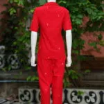 Asymmetrical Jamdani Co-Ord Set – Kurti in Red 38 half sleeve, sleeve | Tilattama