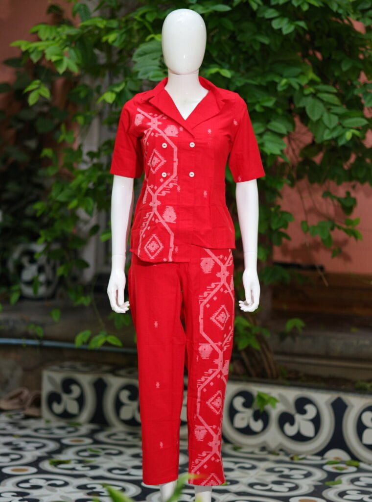 Asymmetrical Jamdani Co-Ord Set