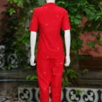 Asymmetrical Jamdani Co-Ord Set – Kurti in Red 44 half sleeve, sleeve | Tilattama