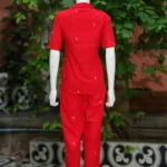 Asymmetrical Jamdani Co-Ord Set – Kurti in Red 5XL half sleeve, sleeve | Tilattama