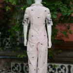 Asymmetrical Jamdani Co-Ord Set – Kurti in white, back view | Tilattama