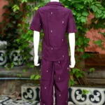 Asymmetrical Jamdani Co-Ord Set – Kurti in Wine 38 half sleeve, sleeve | Tilattama
