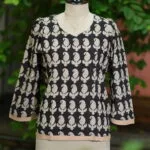 Bagru Bliss – Kurti in Black, front view | Tilattama
