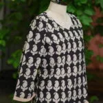 Bagru Bliss – Kurti in Black, side view | Tilattama