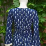 Bagru Bliss – Kurti in Blue, back view | Tilattama