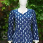 Bagru Bliss – Kurti in Blue, front view | Tilattama