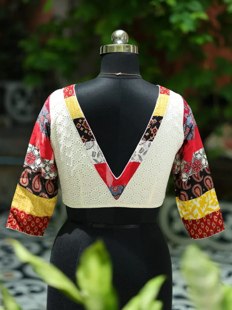 Baisakhi Edit – Blouse in Off white, back view | Tilattama