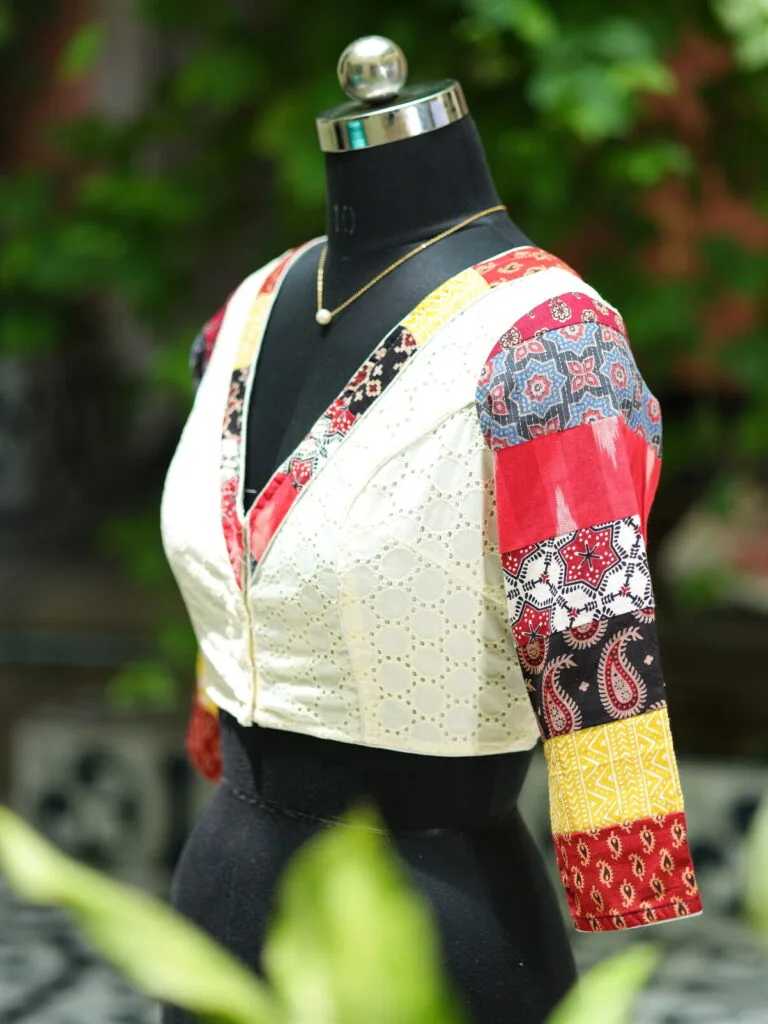 Baisakhi Edit – Blouse in Off white, side view | Tilattama