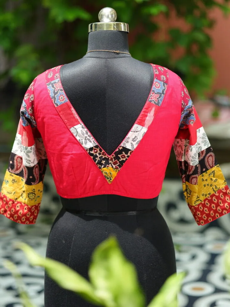Baisakhi Edit – Blouse in Red, back view | Tilattama