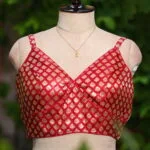 Banarasi Noodles – Blouse in Maroon, front view | Tilattama