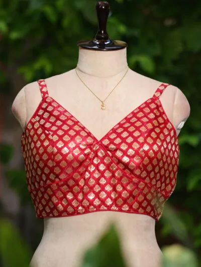 Banarasi Noodles – Blouse in Maroon, front view | Tilattama