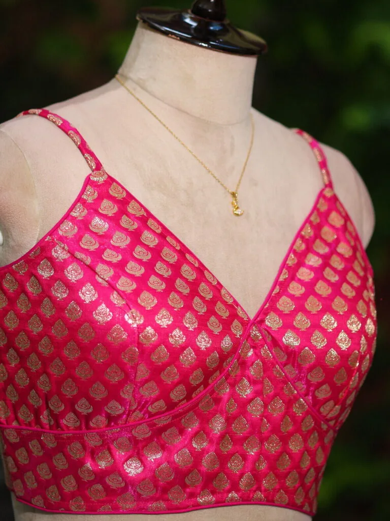 Banarasi Noodles – Blouse in Rani, side view | Tilattama
