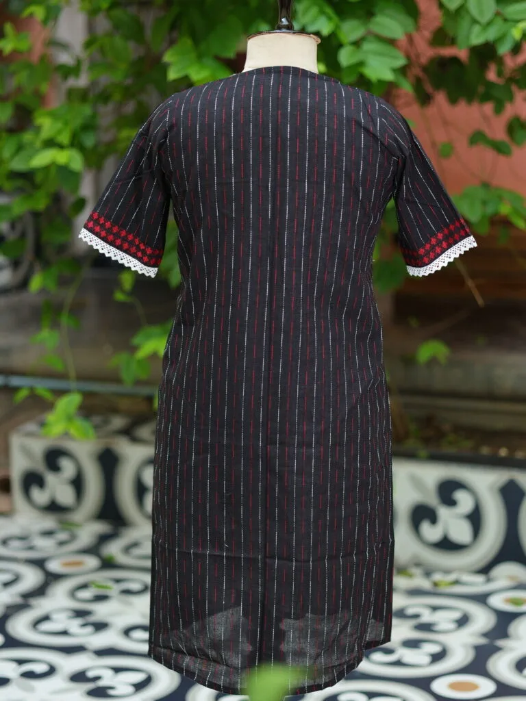 Begumpuri 2 Piece Co ord Set – Kurti in Black, back view | Tilattama