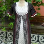 Begumpuri 2 Piece Co ord Set – Kurti in Black, front view | Tilattama