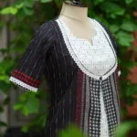 Begumpuri 2 Piece Co ord Set – Kurti in Black, side view | Tilattama