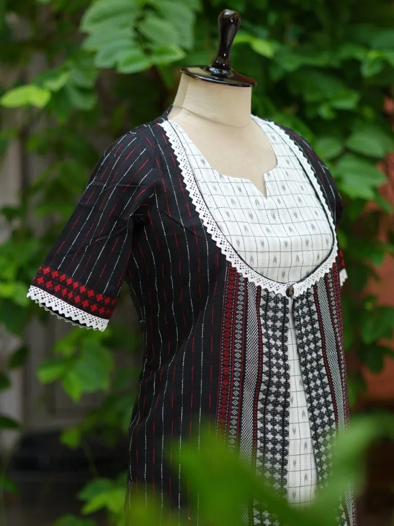 Begumpuri 2 Piece Co ord Set – Kurti in Black, side view | Tilattama