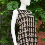 Blooming Bagru One Piece – Kurti in Black, side view | Tilattama