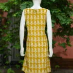 Blooming Bagru One Piece – Kurti in Neon Pista, back view | Tilattama