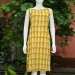 Blooming Bagru One Piece – Kurti in Neon Pista, front view | Tilattama