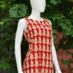 Blooming Bagru One Piece – Kurti in Red, side view | Tilattama