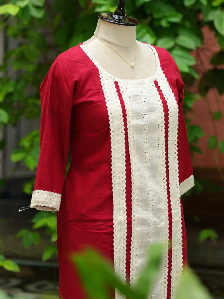 Boho Sanjh – Kurti in Maroon, side view | Tilattama