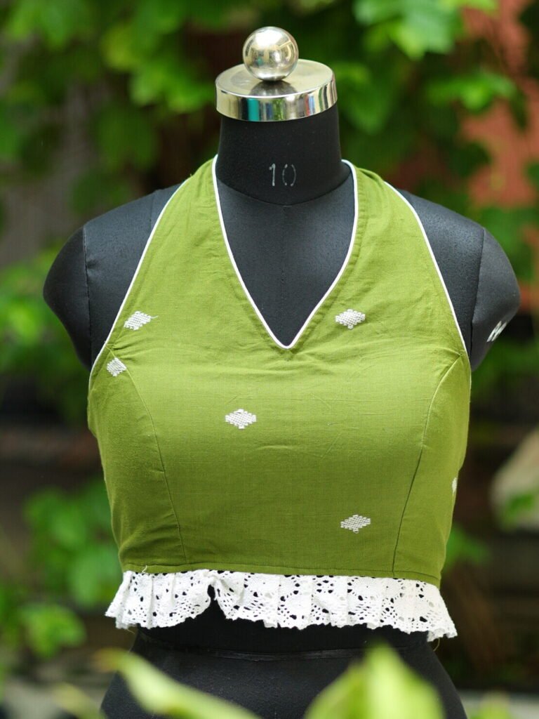 Bow Backless Jamdani Halter