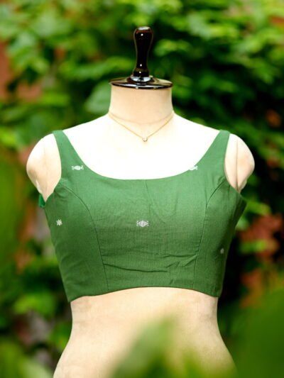Butta Jamdani Round Neck - bottle-green