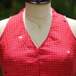 Check Jamdani Celeb Halter – Blouse in Red | Tilattama