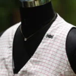 Check Jamdani Celeb Halter – Blouse in white & black, side view | Tilattama