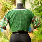 Check Jamdani jewel Neck - green