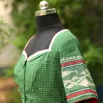 Check Jamdani jewel Neck - green