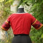 Check Jamdani jewel Neck - red