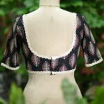 Cotton Block Print G/S – Blouse in Black, back view | Tilattama