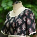 Cotton Block Print G/S – Blouse in Black, side view | Tilattama
