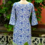 cotton Kurta – Kurti in Blue, back view | Tilattama